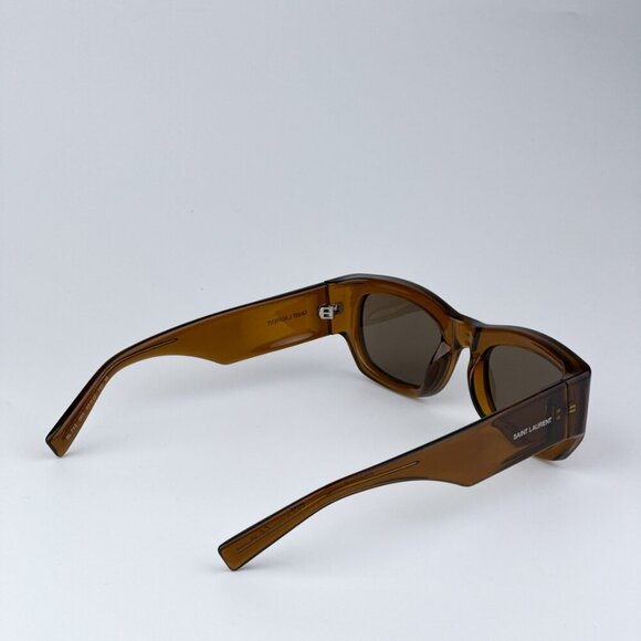 Saint Laurent SL713 003 BRAND NEW Sunglasses Transparent Brown Rectangle Unisex - Picture 7 of 10